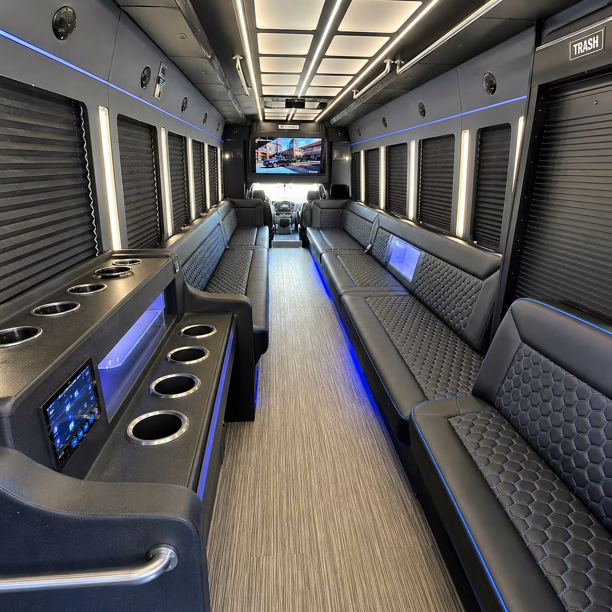 waterbury party bus rental interior
